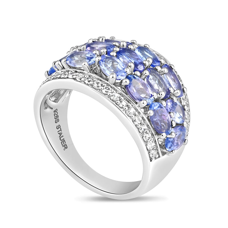 Sterling Silver Tanzanite & White Zircon Ring